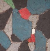 After Serge Poliakoff (1900-1969) Impasto oil on board, Abstract geometric shapes, 39 x 39cm
