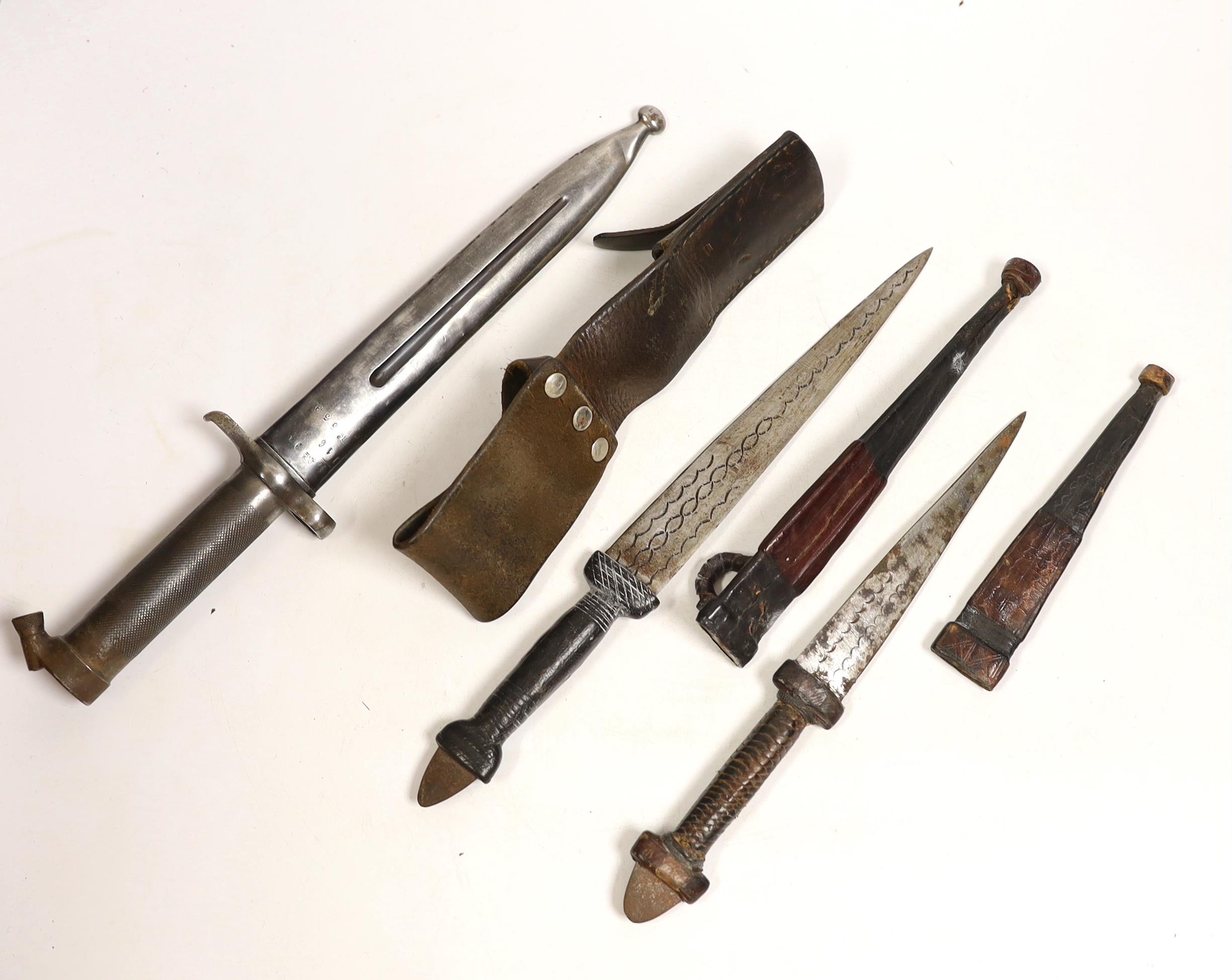 A Swedish Mauser bayonet and two North African daggers - Image 3 of 3
