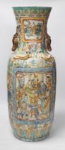 A large 19th century Chinese enamelled porcelain vase, 62cm (a.f)