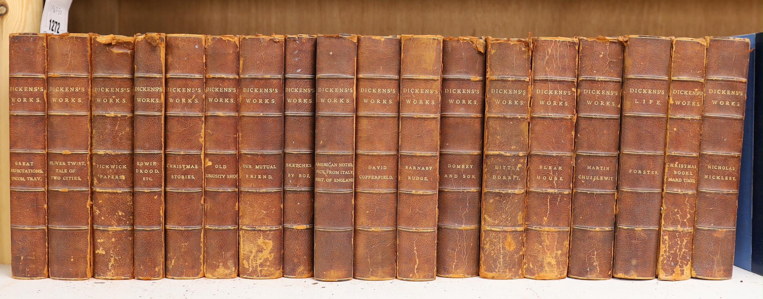 ° ° Dickens, Charles - The Works, 18 vols, 8vo, half red morocco, Chapman Hall, London, nd.
