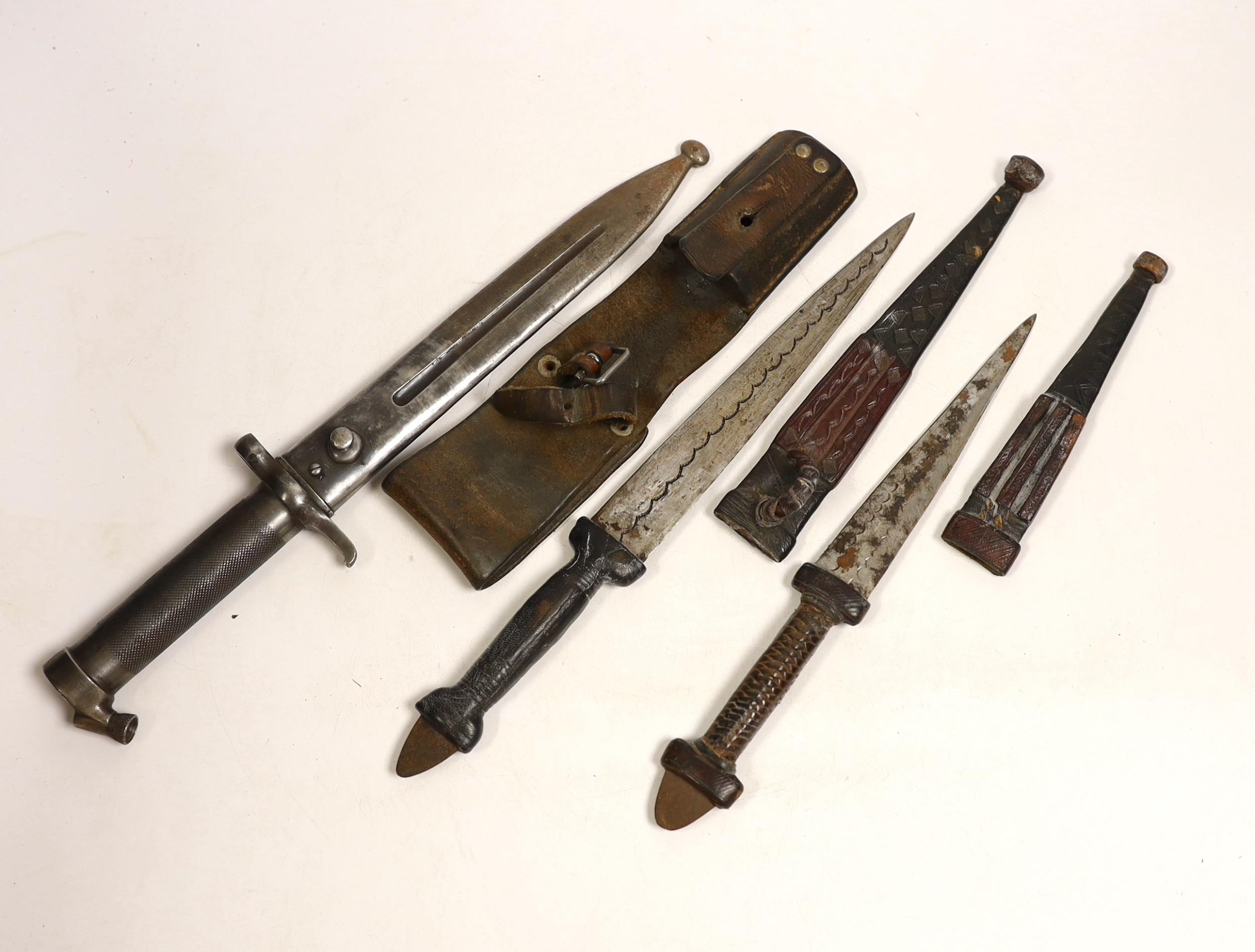 A Swedish Mauser bayonet and two North African daggers - Image 2 of 3