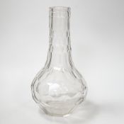 An English lead crystal facetted carafe, 18th century, the whole of the shaft and globe form is