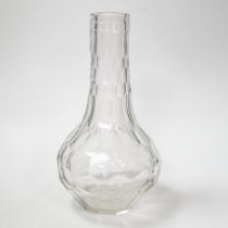 An English lead crystal facetted carafe, 18th century, the whole of the shaft and globe form is