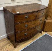 A Regency mahogany bowfront chest, width 106cm, depth 52cm, height 89cm