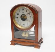 A Bulle electric mahogany mantel clock, 31cm high