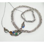 A Butler & Wilson paste set costume necklace, 38cm and matching bracelet, with Butler & Wilson