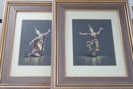 Balinese School, pair of mixed medias, Dancing figures, indistinctly signed, 24 x 19cm