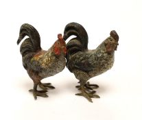 Two Austrian cold painted bronze models of Chickens, both approx 6cm high