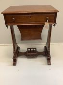 A late Victorian mahogany work table, width 55cm, depth 37cm, height 74cm