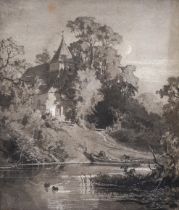 18th / 19th century English school, monochrome watercolour, River landscape and Scottish harbour