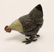 A large Austrian cold painted bronze model of a chicken, 8.5cm high