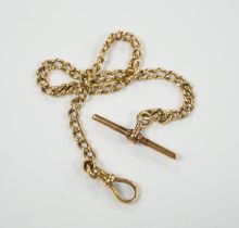 An 18ct gold curb link albert, 28cm 26.8 grams.