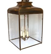 A modern bronzed brass hall lantern with central four light fitting, width 40cm, height 74cm***