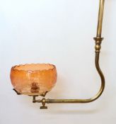 A rare late Victorian brass gas corner light, now converted to electricity, with original etched