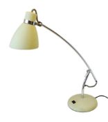 A 1980's French adjustable desk lamp, with powder coated metal shade and base, and integral