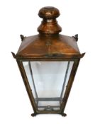 A late Victorian copper gas lantern by Foster & Pullen of Avil Works, Bradford, width 46cm, height