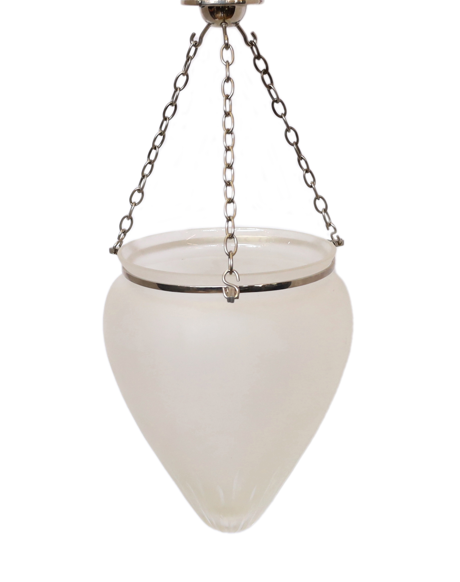 An Edwardian style frosted and cut glass hall lantern with chromed metal fittings, height 48cm