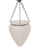 An Edwardian style frosted and cut glass hall lantern with chromed metal fittings, height 48cm