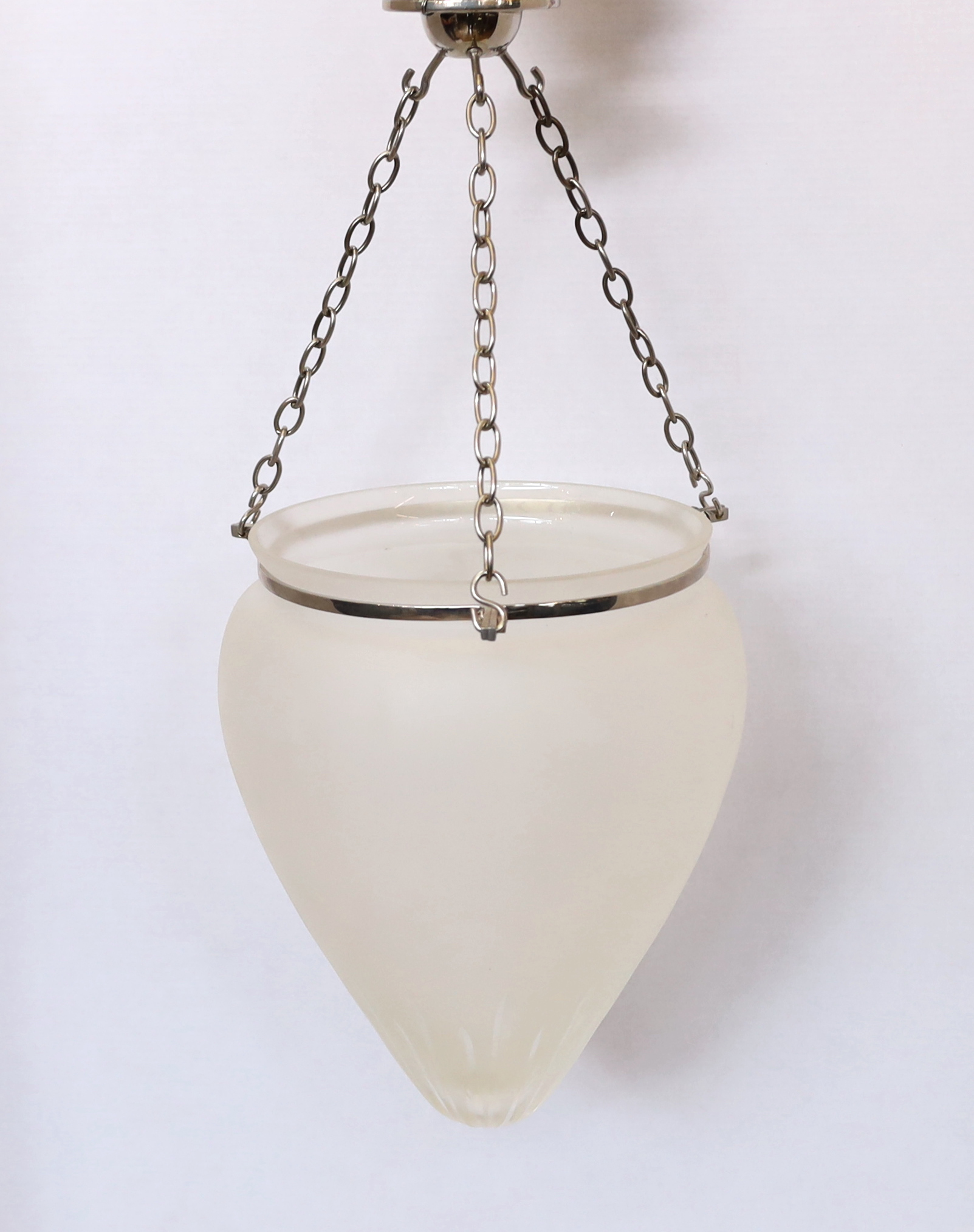 An Edwardian style frosted and cut glass hall lantern with chromed metal fittings, height 48cm - Image 2 of 3