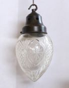 An early 20th century English cut glass light pendant with bronzed metal fitting, height 28cm