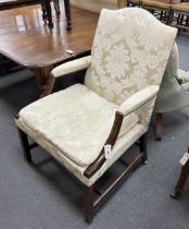 An 18th century mahogany Gainsborough chair, width 70cm, depth 67cm, height 105cm