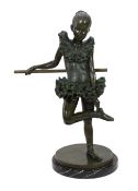 After Auguste Moreau (French, 1834-1917). A bronze figure of a ballerina, standing leaning against a