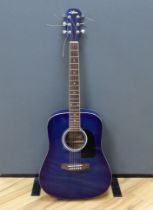 An Aria acoustic guitar, model no.AWN-15BLS, 104cms long