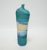 Studio Pottery - a tall narrow neck vase by Kirsti Hannah Brown 'seascape bottle', H27 impressed
