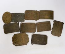 A collection of Wells Fargo and similar belt buckles, mostly by Tiffany & Co.