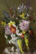 Vernon Ward (1905-1985), oil on canvas, Still life of summer flowers in a vase, signed, 53 x 37cm.