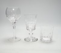 Six 'Willian Yeoward' wine goblets with 'bucket' bowls together with six other tall wines and six