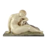 Georges Chauvel (French 1886-1962). An Art Deco ceramic figure of a sleeping Diana, signed,
