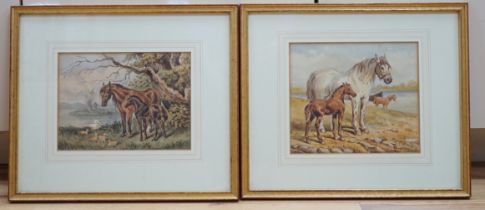 Captain William Godfrey Rayson Masters (c.1823-1895) pair of watercolours, work horses resting,