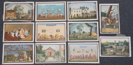 1930's English School, a set of 11 watercolours, Potter's Museum of Taxidermy, Bramber, Sussex,