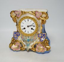 A Charles Bafard of Paris, porcelain aesthetic mantel clock, 21cm wide x 20cm high