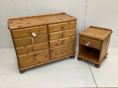 A 'Victoria' pine double chest with eight drawers, width 110cm, depth 45cm, height 76cm and a