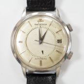 A gentleman's stainless steel Jaeger LeCoultre Memovox automatic 'oversize' wrist watch, with