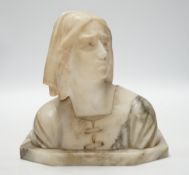 An early 20th century French marble bust of a lady, 24cm