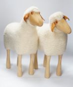 A pair of 1970’s Hans Peter Krafft sheep, manufactured by Meir Gbr, tallest 47cm high
