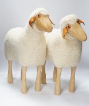 A pair of 1970’s Hans Peter Krafft sheep, manufactured by Meir Gbr, tallest 47cm high