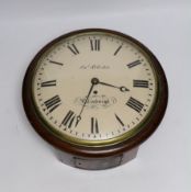 Richie, Edinburgh. A Victorian mahogany single fusee convex wall dial timepiece, 38cm diameter