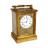 Henri Jacot. A late 19th century French quarter repeating carriage clock, circa 1885, with ormolu