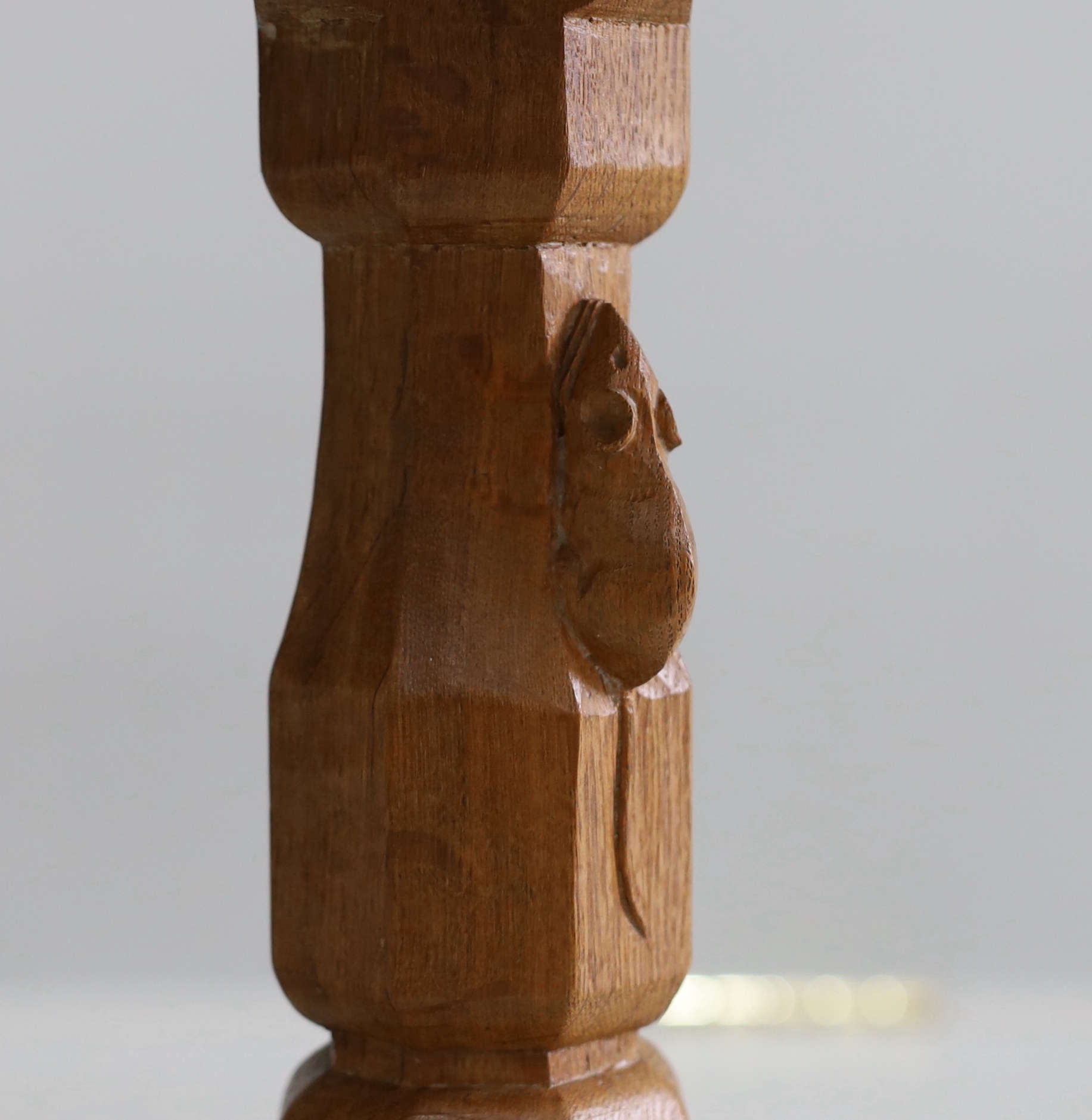 Robert Thompson, The Mouseman, a rectangular oak coffee table with adzed top on octagonal - Image 3 of 3