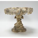 A carved alabaster Tazza centrepiece, 21cm high