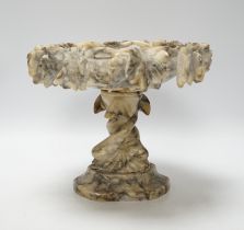 A carved alabaster Tazza centrepiece, 21cm high