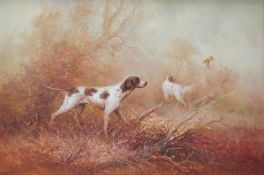 Burnett, oil on canvas, Gun dogs and game, signed, 90cm x 60cm