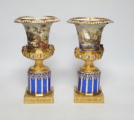 A pair of early 19th century vases - in need of restoration, 25cm