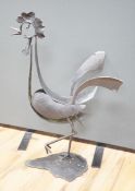A novelty metal garden ornamental cockerel, 80cm high
