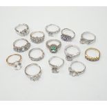 A collection of assorted paste set dress rings and sundry costume jewellery