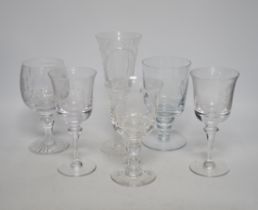 A collection of etched commemorative glasses (12)